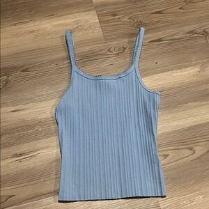 Sky Blue Ribbed Tank Top